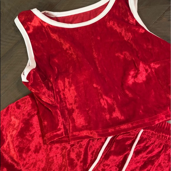Red Velour Pajama Short Set - Picture 3 of 6